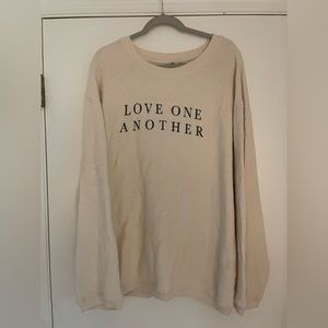 Corded sweatshirt “love one another” in cream